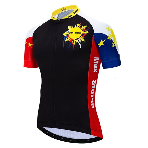 New Team Philippines Cycling Jersey Customized Road Mountain Race Top max storm Reflective zipper 4 pocke