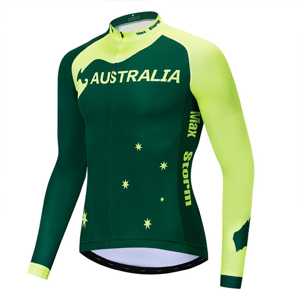 Australia NEW cycling jersey long sleeve Winter Thermal Fleece & no Fleece cycling clothes Reflective zipper 4 pocket