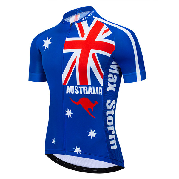 2019 AUSTRALIA New Team Cycling Jersey Customized Road Mountain Running Top max storm Reflective zipper 4 pocket