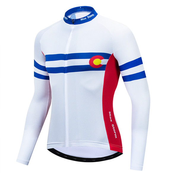 2019 USA Colorado cycling jersey long sleeve Winter Thermal Fleece & no Fleece cycling clothes Reflective zipper 4 pockets