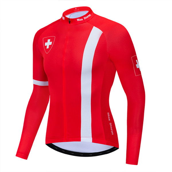 2019 Switzerland cycling jersey winter long sleeve winter fleece & no fleece cycling clothes reflective zipper 4 pocket