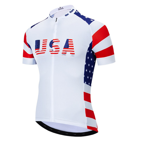 2019 USA New Team Cycling Jersey Customized Road Mountain Race Top cycling wear max storm Reflective zipper 4 pocket