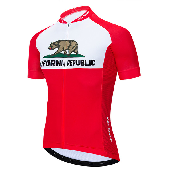 2019 New Team California Cycling Jersey Customized Road Mountain Race Top max storm Reflective zipper 4 pocket