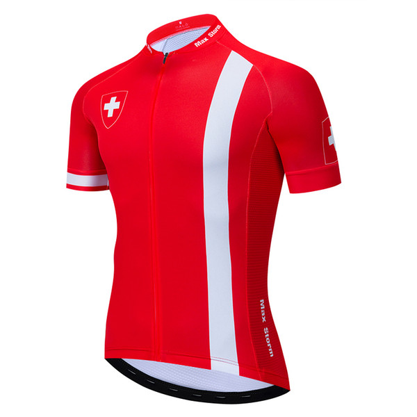 2019 Switzerland NEW team Cycling Jersey Customized Road Mountain Running Top Classic max storm Reflective zipper 4 pocket