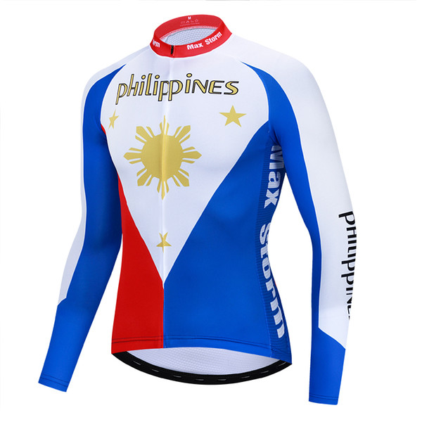 2019 Philippines cycling jersey long sleeve Winter Thermal Fleece & no Fleece cycling clothes Reflective zipper 4 pockets