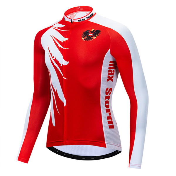 NEW Austria cycling jersey long sleeve Winter Thermal Fleece & no Fleece cycling clothes Reflective zipper 4 pockets