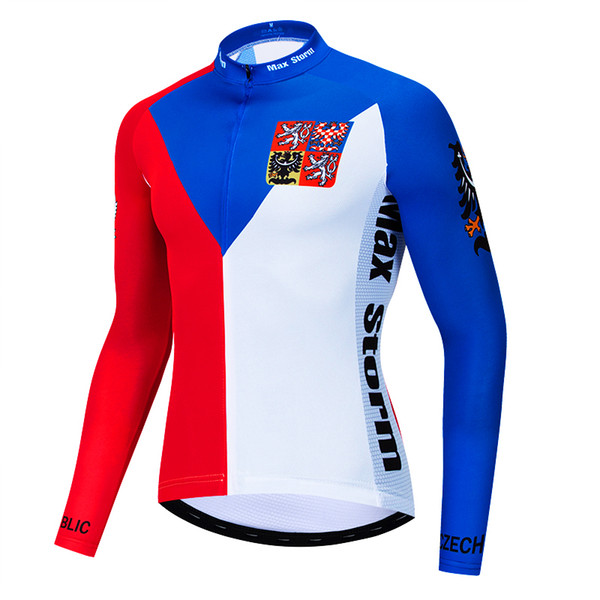 2019 Czech Republic cycling jersey long sleeve winter fleece & no fleece cycling clothing Reflective zipper 4 pocket