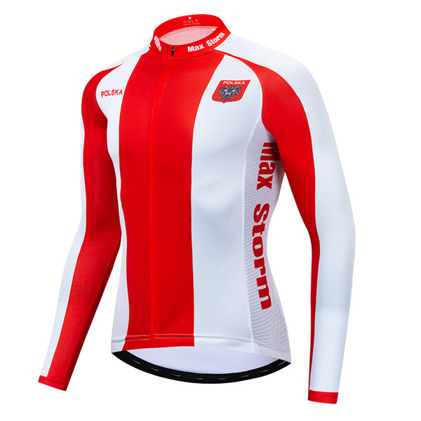 2019 Poland cycling jersey winter long sleeve winter fleece & no fleece cycling clothes reflective zipper 4 pocket