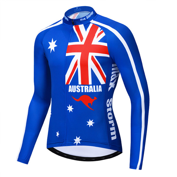 2019 Australia Cycling Jersey Long Sleeve Winter Thermal Fleece & No Fleece Cycling Clothes Reflective zipper 4 pockets