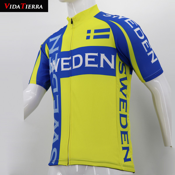 VIDATIERRA 2019 men blue yellow cycling jersey Sweden national flag men bike clothing wear pro team Clothing classic lucky winner cool