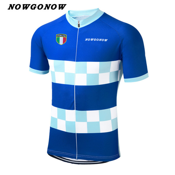 custom men 2017 cycling jersey blue white pro team clothing bike wear NOWGONOW racing road Triathlon mountain short sleeve summer Quick Dry