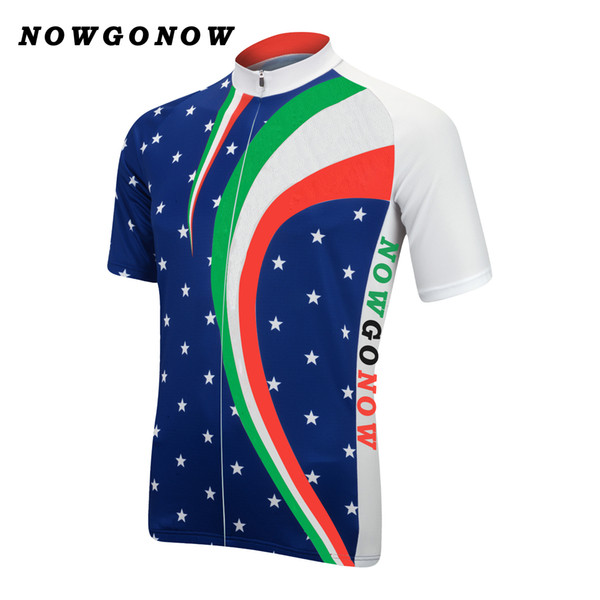 wholesale custom Italy 2017 brand Man cycling jersey Italia flag stars clothing bike wear blue red pro racing NOWGONOW tops road mountain