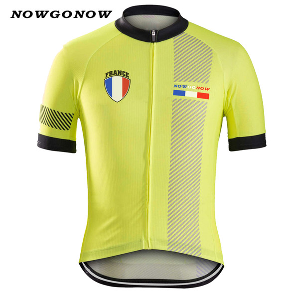 Men summer 2017 cycling jersey france clothing bike wear tops yellow tour flag national team MTBroad pro ride tops NOWGONOW maillot ciclismo