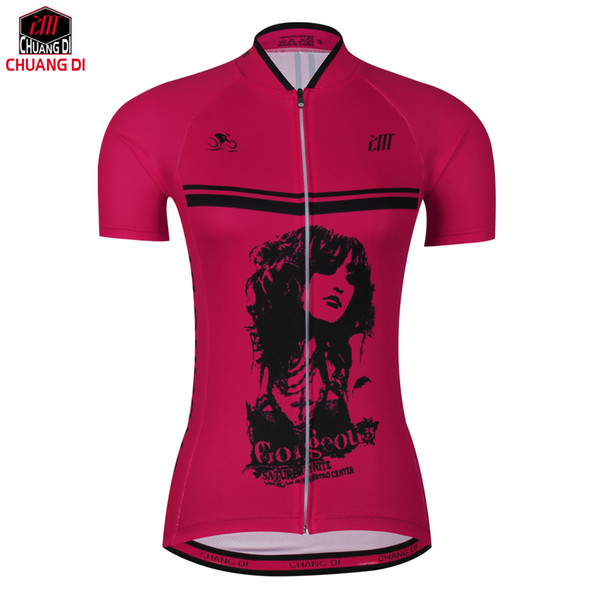 Women's Cycling Jersey Short Sleeve Mtb Road Bike Bicycle personality pink bad girl Jersey Breathable Quick-dry Pro Cycling