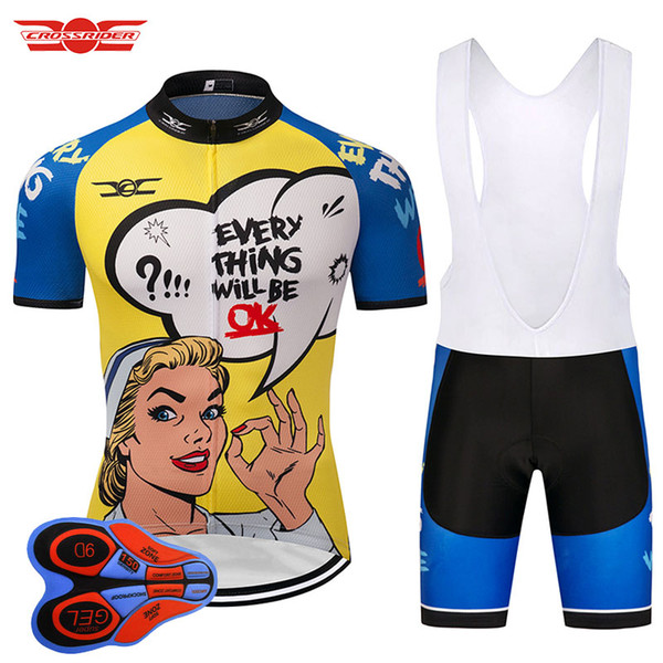 Crossrider 2018 summer women short sleeve cycling jersey bike wear 9D bib SET MTB uniform Breathable cycling clothes bicycle Maillot Culotte