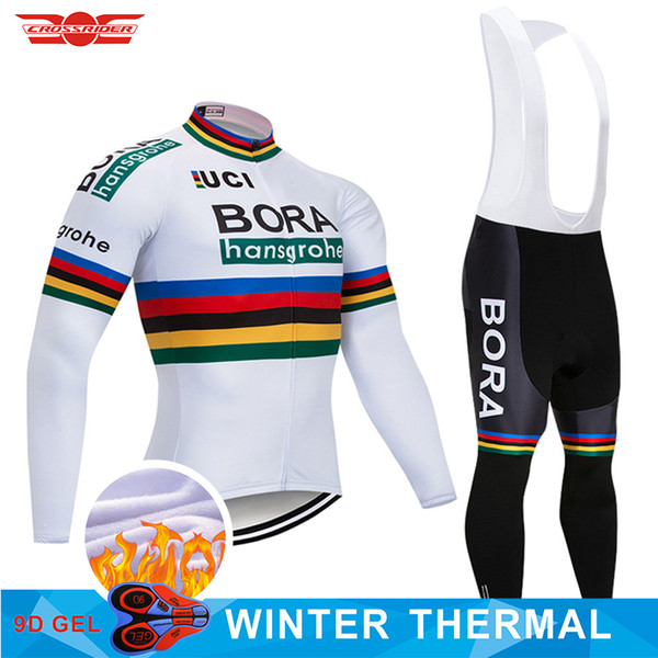 2018 Pro Team BORA Winter Thermal Fleece Cycling Jersey Bike Pants Set Mens 9D pads Ropa Ciclismo Bicycle Clothes Cycling Wear