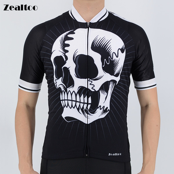 Zealtoo White skull sublimation printing Short Sleeve Cycling jersey mtb Bike Clothing Bicycle Clothes Ropa Maillot Ciclismo