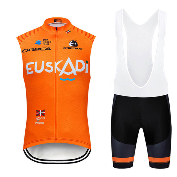 2019 Euskadi New Quick Dry Cycling Jersey Set Orange Road Bicycle Clothing Men Breathable Mountain Bike Clothes Cycling Sports Suit Y022104