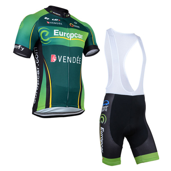 New Europcar Team Cycling Jersey Stylish Short Sleeves Bike Bib Suit Men Summer Cycling Tops Padded Gel Shorts Kit L2003