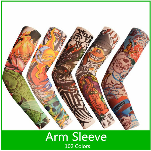 Fashion Arm Sleeves Tattoo Sleeves Flexible wearing Outdoor Sports Nylon Cycling Baseball Fishing Sunscreen Sleeves 102 Colors