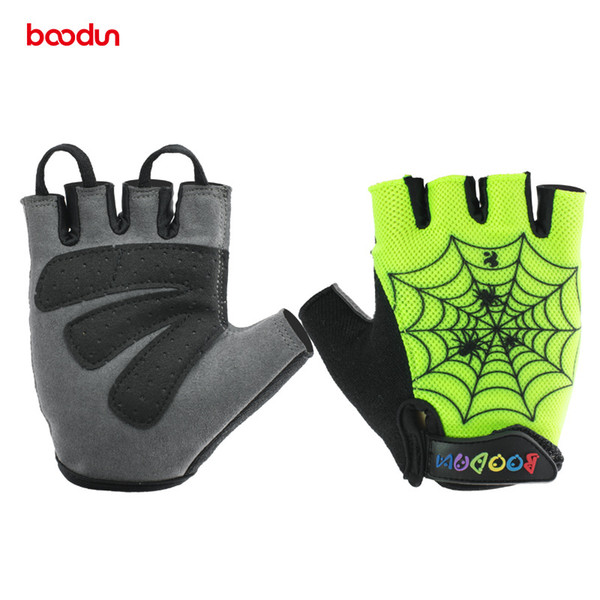 Boodun Cycling Gloves for Child Spider Style Sports Gloves Half -finger Bike Skiing Short Gloves Breathable Summer Bicycling