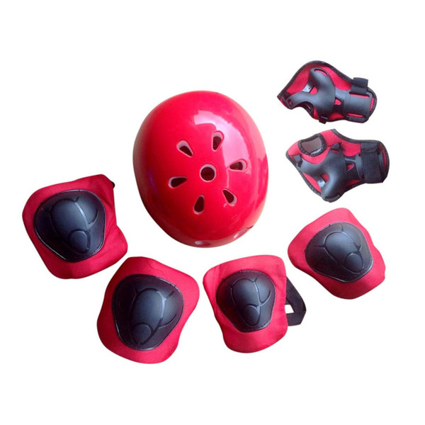 Iguardor 7pcs Children Elbow Wrist Knee Pads Plum Blossom Bike Helmet Sport Safety Gear Guard For Skateboard Skating Cycling M