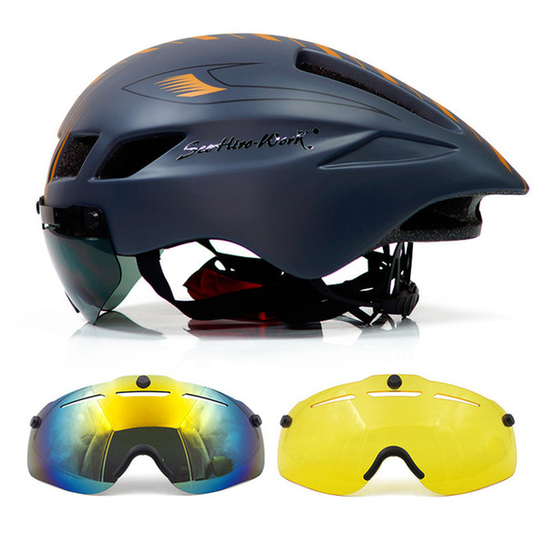 Cycling helmet lens Magnetic goggles Mountain Road Pneumatic Bicycle Helmet Men Triathlon Bike Ciclismo 3 Lens