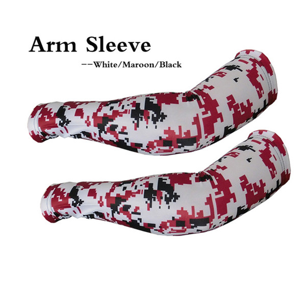 2017 Basketball Sport Compression Arm Sleeve White/Maroon/Black Camo