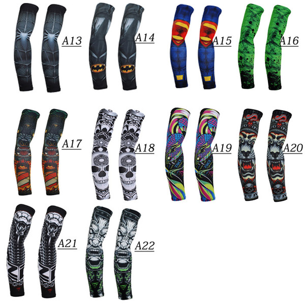 22 color unisex Summer superhero arm sleeve spiderman Superman batman captain America outdoor printing arm warmers armbands