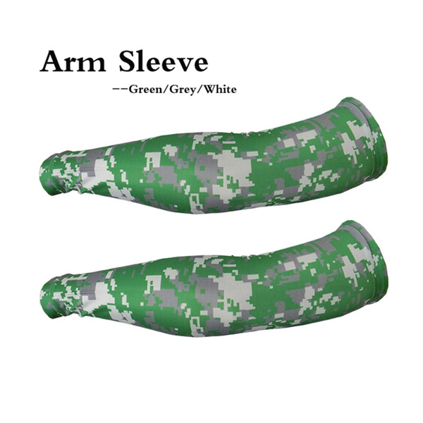 NEW Compression Sports Arm Sleeve Apple Green/Grey/white Camo Baseball Football Basketball by dealsdirect