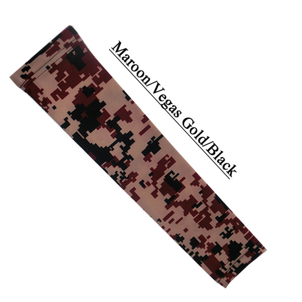 Vegas/Maroon/Black Sports Arm Sleeve Woodland Camo Baseball Football