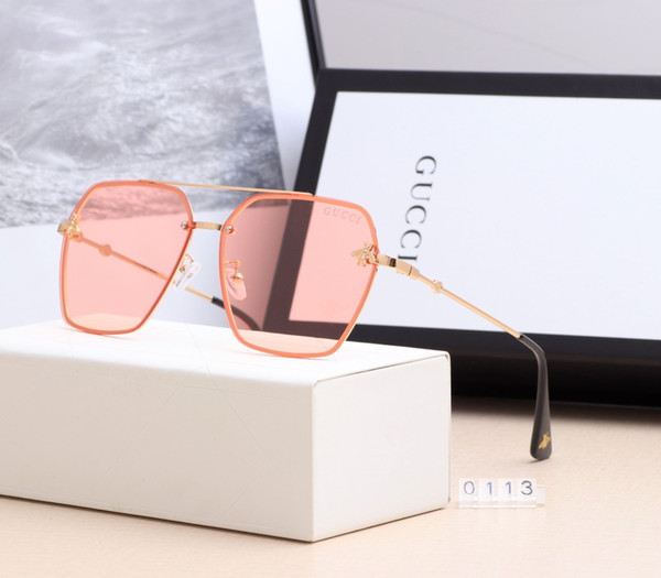 New driving Sunglasses for men Classic Fashion Unisex UV400 design brand sunglasses sun glasses with free box 0113-01