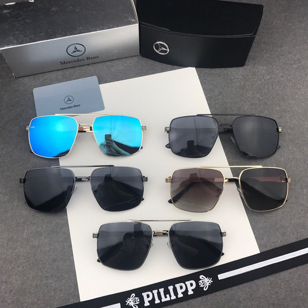 Men New Designer MERCEDES BENZ Fashion Cool Polarized Sunglasses Hipster Reflective Sunglasses Necessary Drivers Driving Pilot Top Quality