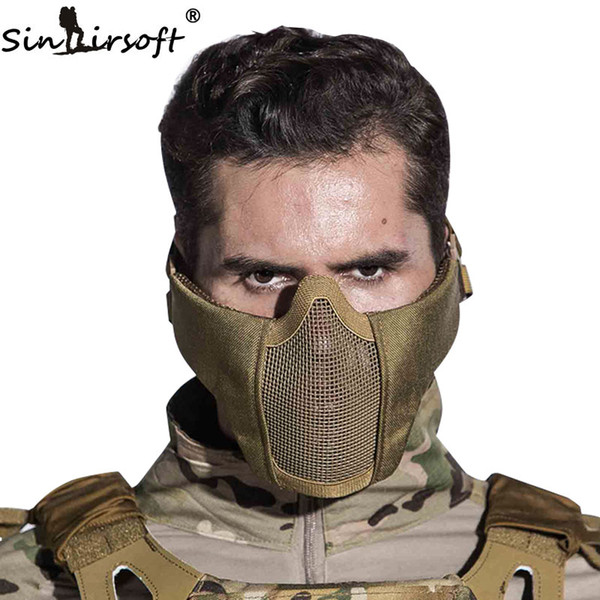 SINAIRSOFT Tactical Airsoft Mask Helmet Half Lower Face Metal Steel Net Hunting Protective prop for Paintball Party Mask CS