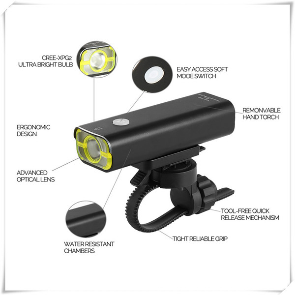 LED Front Bike USB Rechargeable Cycling Headlight Wide Beam Angle 360 Swivel Design Super Bright LED Off Road Bicycle Light