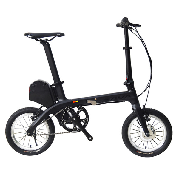 wholesale E0 Folding ebike with free shipping 14 Carbon Fiber Frame light Folding Electric Bicycle 36V/180W ebike Mini City Foldable