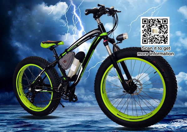 In US 1000w 48V 17A lithium battery e bike fat tire 26'' MTB snow bike