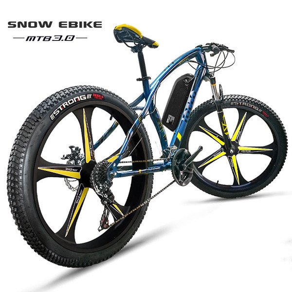 Custom electric snow ebike 26inch electric bicycle fat tire 48V li-ion battery 500w MTB offroad 27 speed five spoke wheel ebik