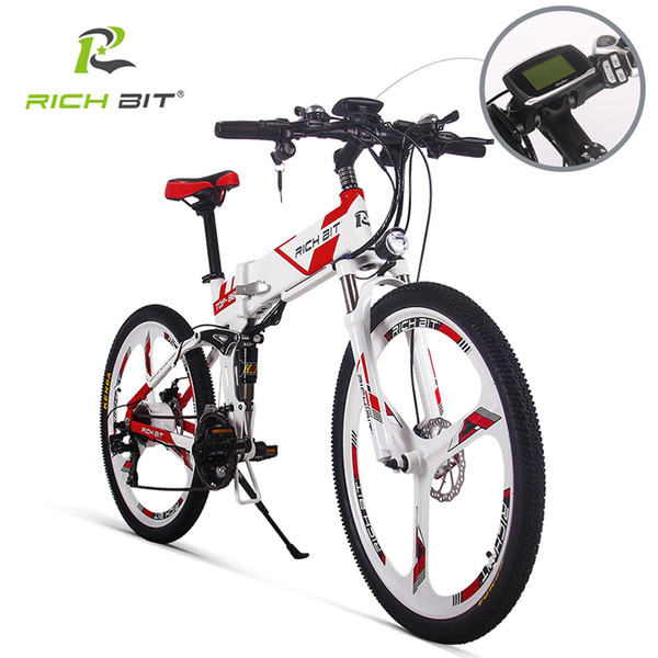 RichBit New 36V*250W Electric Bike Mountain Hybrid Electric Bicycle Watertight Frame Inside Li-on 12.8Ah Battery Folding ebike