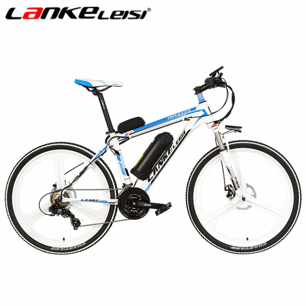 wholesale 26Inch Ebike 7Speed Electric Mountain Bike 240Watt Brushless Motor Battery 48V10AH Whte-Blue with Smart Computer