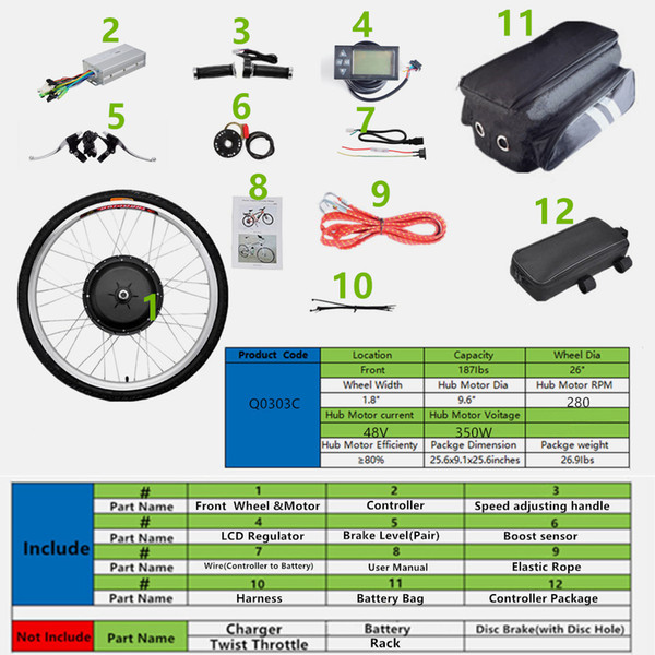 48V 350 W motor electric bike kit bike conversion kit Front Wheel