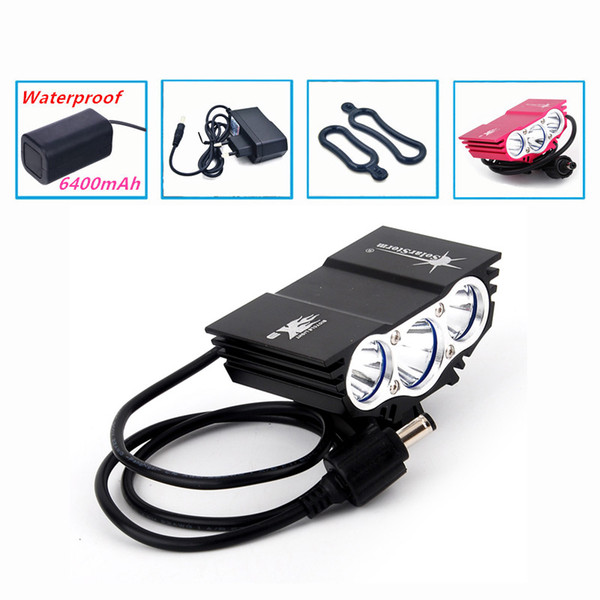 Bicycle Light 6000 Lumens 4 Mode XM-L T6 LED cycling Front Light Bike lights Lamp Torch + Waterproof Battery Pack + Charger