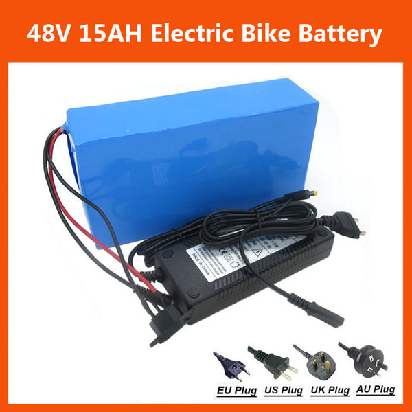 Rechargeable 48V 15AH Lithium Battery pack 48V 750W Electric Bike Battery 48V Scooter battery with PVC case 54.6V 2A charger Free shipping