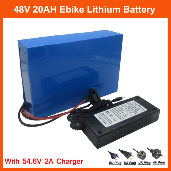 48V 1000W battery 48V Electric Bike battery 48V 20AH Lithium ion battery pack with PVC Case 30A BMS 54.6V 2A charger