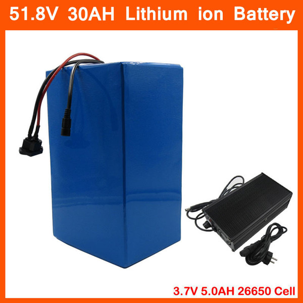 2500W 52V 30AH lithium battery 52V 14S Electric Bicycle battery Use 3.7V 5000MAH 26650 cell With 50A BMS 58.8V charger