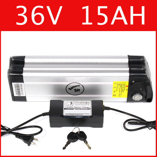 36V 15AH Aluminum housing lithium battery 42V lithium ion battery + charger + BMS , electric bike pack Free customs duty