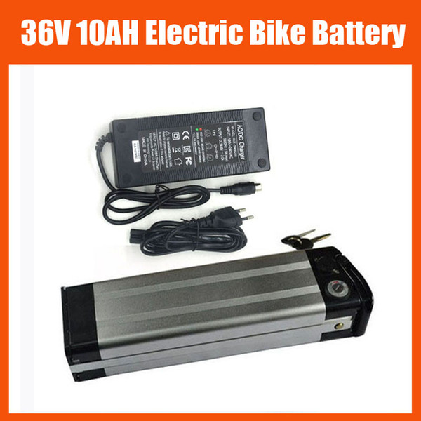 Rechargeable 36V 500W Electric Bike battery 36V 10AH Silver fish Scooter battery with 42V 2A charger and 15A BMS TOP Discharge