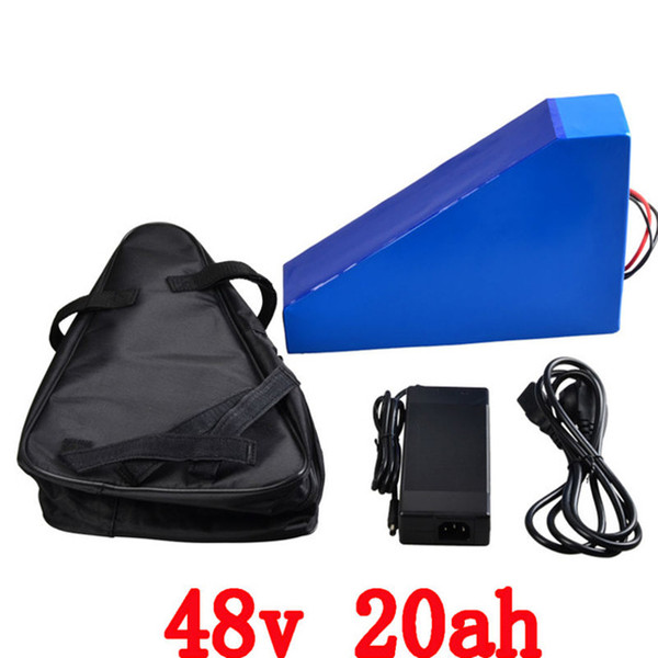 1200W 48V 20AH triangle battery 48 V 20AH lithium battery pack use 3.7v 2500mah 18650 cell With free bag 30A BMS