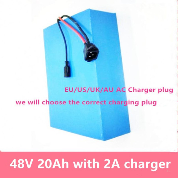 Free shiping 48V 20ah 1000W 48v motor battery Electric bike Lithium battery 48V 20AH bicycle battery Cell and free 30A BMS 54.6V 2A Charger