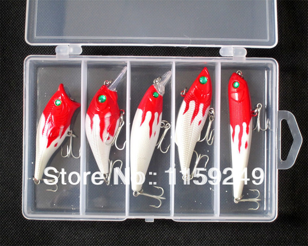 Fishing lure kit with box All water layer MINNOW VIB popper pencil bait bionic 5pcs/lot winter fishing